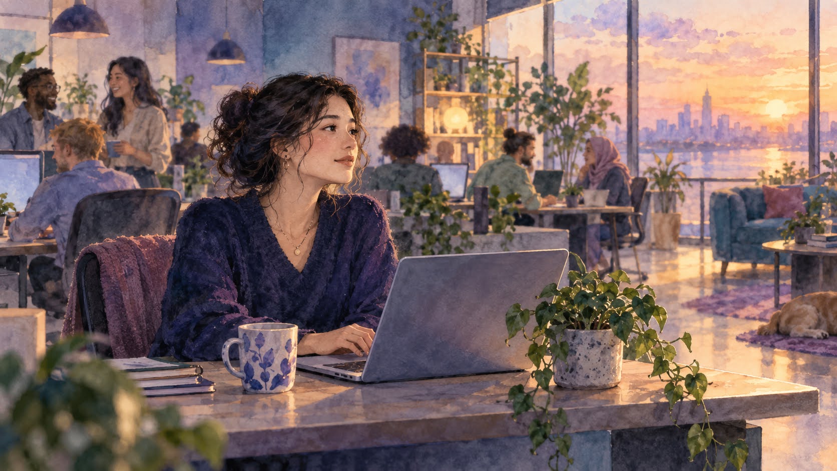 một văn phòng quen thuộc giữa ban ngày, nơi sự ấm áp của những gương mặt đã biết tên nhau giữ chân người ta lại